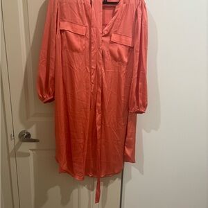 Coral Satin Tunic Dress